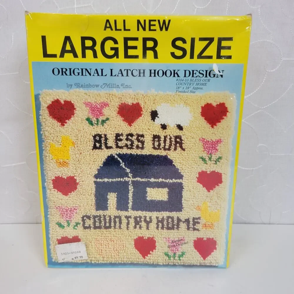 Rainbow Mills Original Latch Hook Kit #104-10 Bless Our Country Home 18x18 NEW